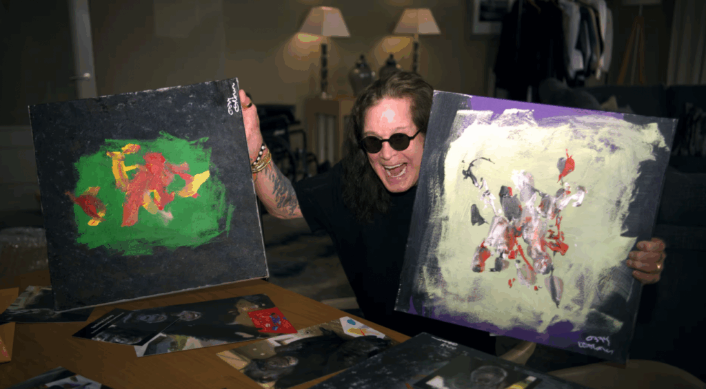 Ozzy Osbourne with paintings