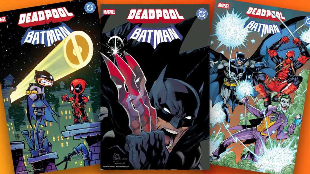 Batman x Deadpool comic crossover variant covers