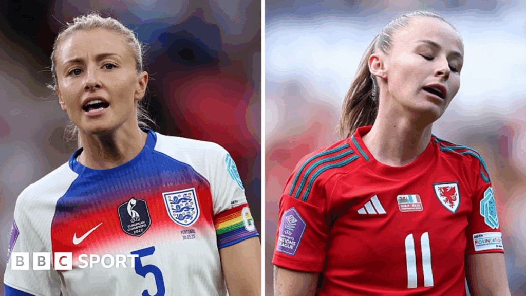 Leah Williamson of England and Hannah Cain of Wales