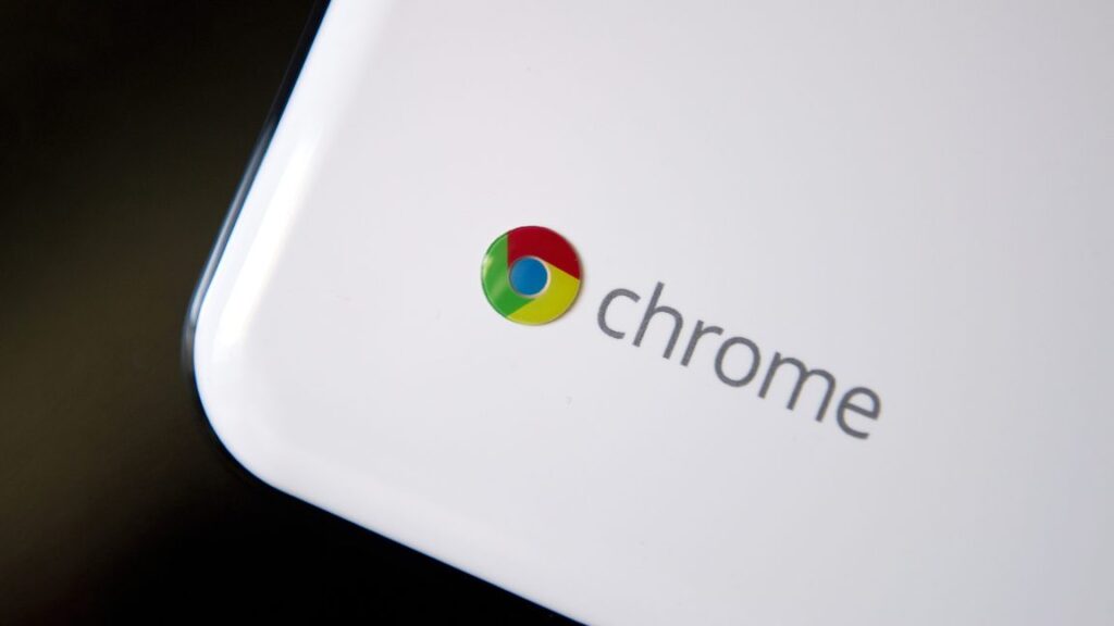 Close-up of the corner of a Chromebook