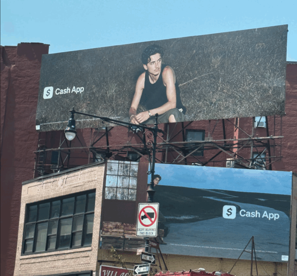 Timothee Chalamet on a billboard