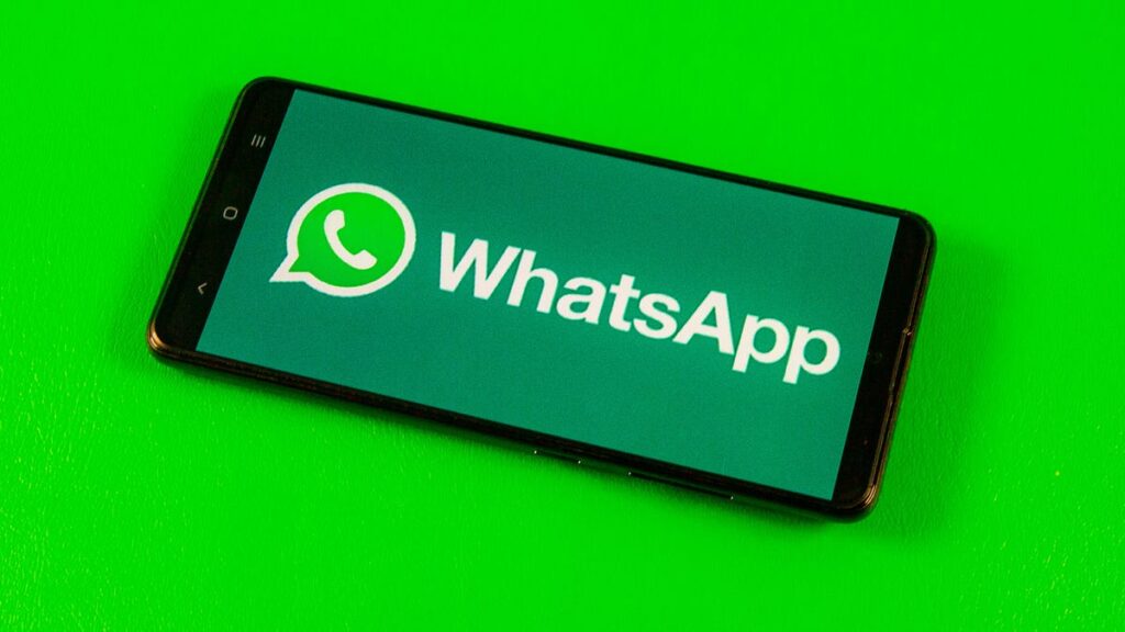 WhatsApp logo on a smartphone