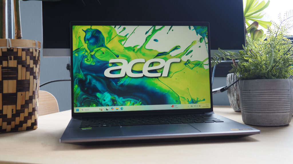 A laptop on a desk