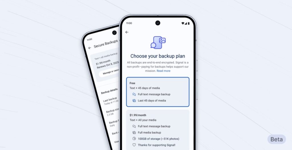 Signal introduces free and paid backup plans for your chats