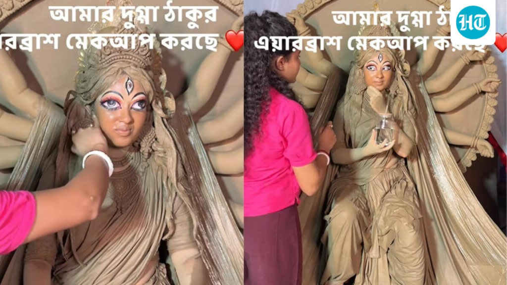'Khub sundor lagche': Kolkata woman's breathtaking Goddess Durga makeover goes viral for its divine detailing