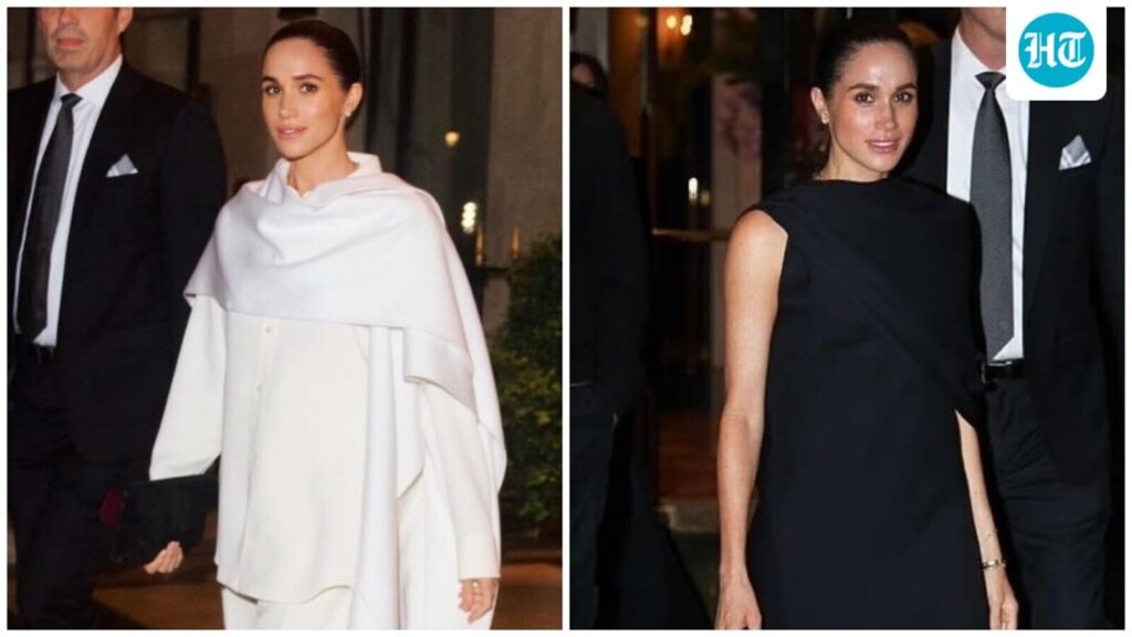Meghan Markle's surprise Paris Fashion Week debut in 2 chic Balenciaga looks leaves fans buzzing. Watch