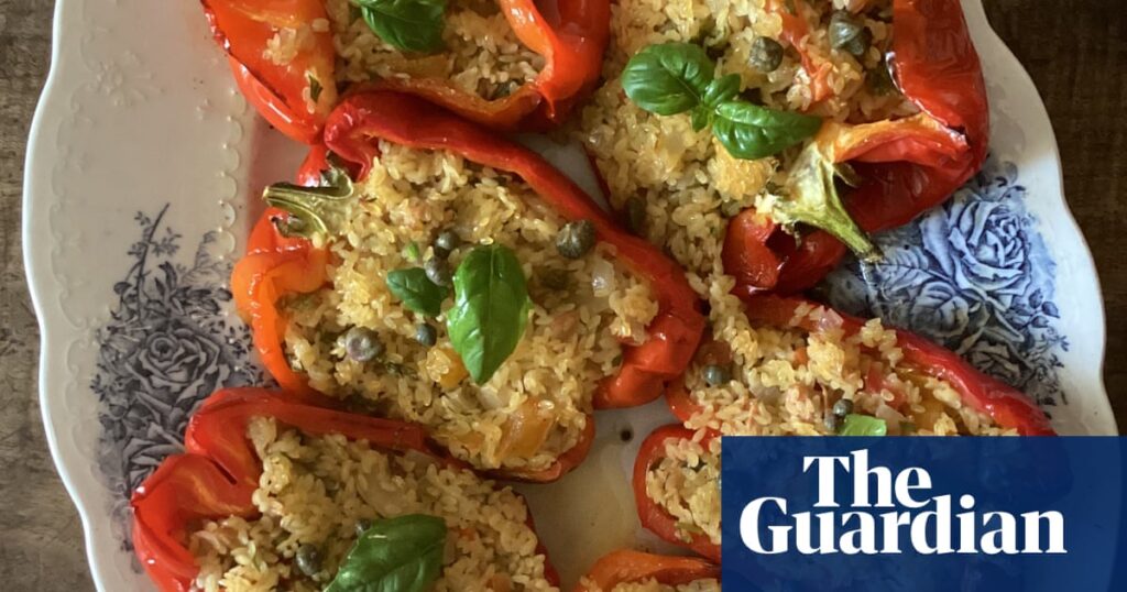 Rachel Roddy’s recipe for red peppers stuffed with orzo, tuna, capers and herbs | Italian food and drink