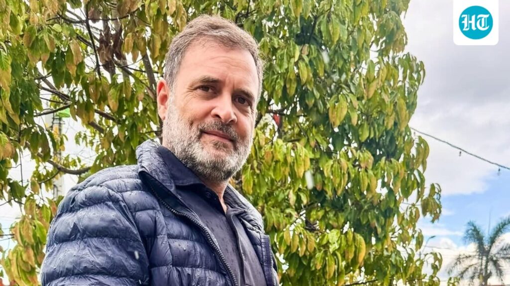 Rahul Gandhi rocks a biker look with black jacket in Columbia, shows off his casual style. See pic