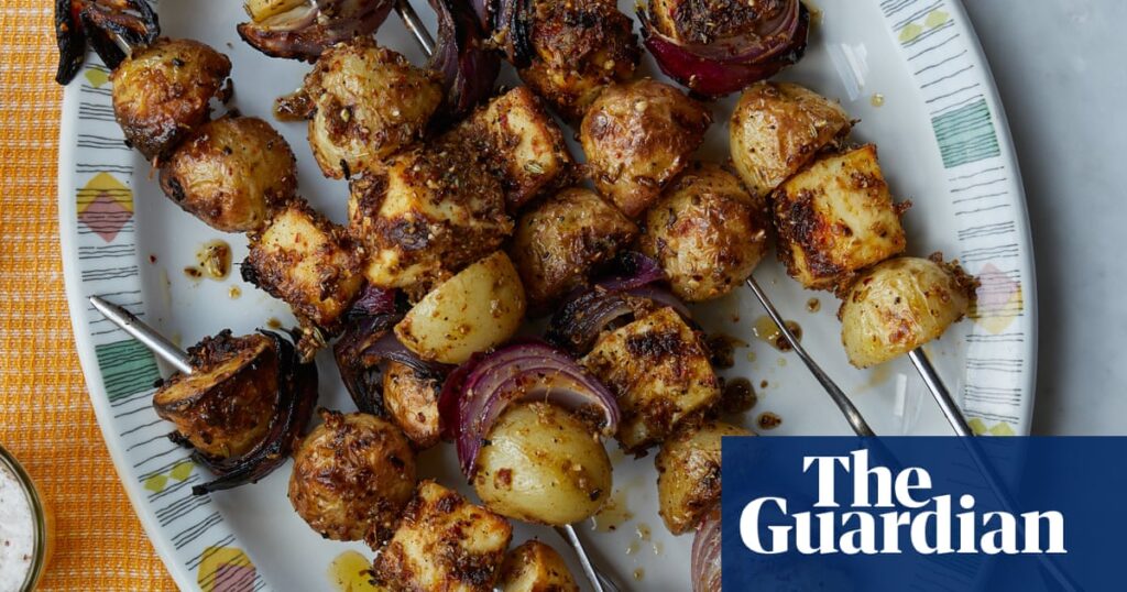 Rukmini Iyer’s quick and easy gunpowder paneer and potato skewers with lime-mint dressing – recipe | Indian food and drink
