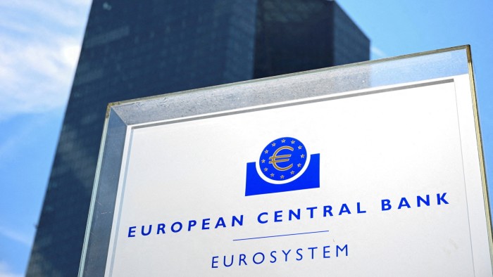 ‘Fomo’ is driving ‘stretched’ US tech valuations, ECB warns A sign with the European Central Bank logo and the word "EUROSYSTEM" is shown in front of the ECB headquarters building.