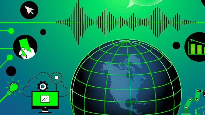 Practice of law: case studies An illustration of a digital globe with green grid lines, surrounded by icons representing technology, finance, and data analysis.